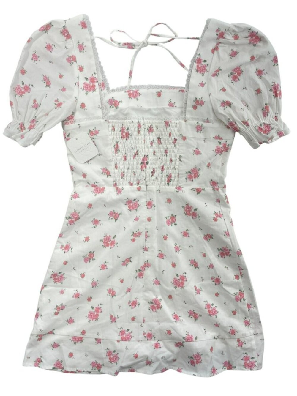 Altard State Ivory Pink Floral Puff-Sleeve Floral Mini Dress Size S MSRP$76 NEW - Picture 2 of 10